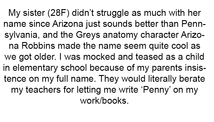 My parents' insistence on my full name.