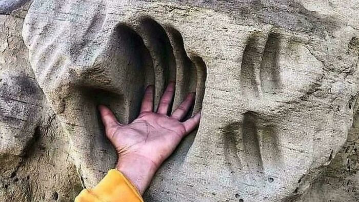 "Engraved Handprints On White Mountain Wyoming, Sacred To The Shoshone, Arapaho And Ute Tribes Today"