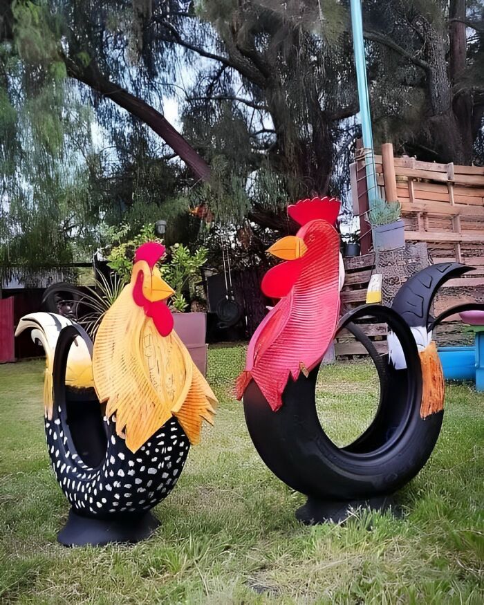Garden decoration from old tires