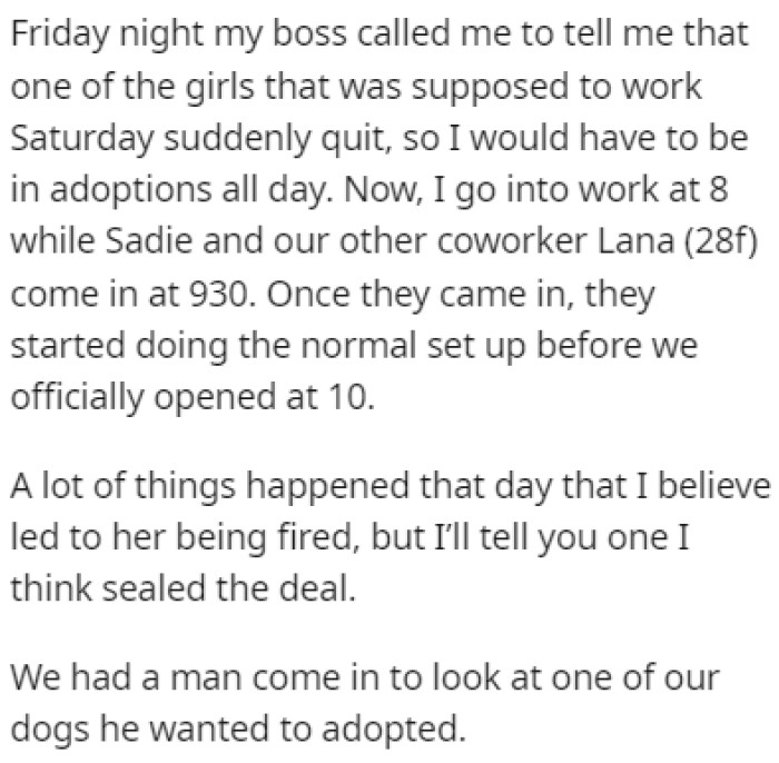 Everything was going well until one day when all three of the girls were working at the same time