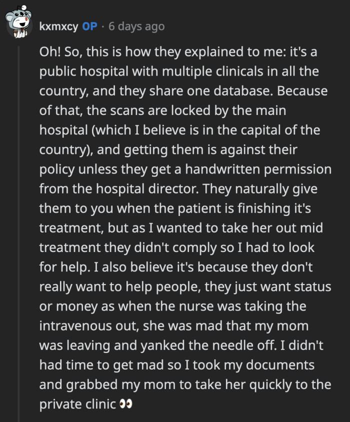 That rule sounds like a scam to manipulate patients into staying in the hospital