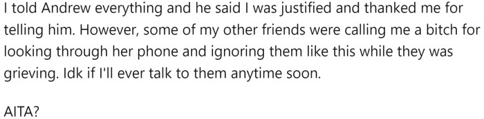 She told Andrew everything