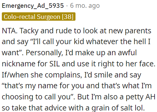 Not cool to disregard parents' choice of their child's name.