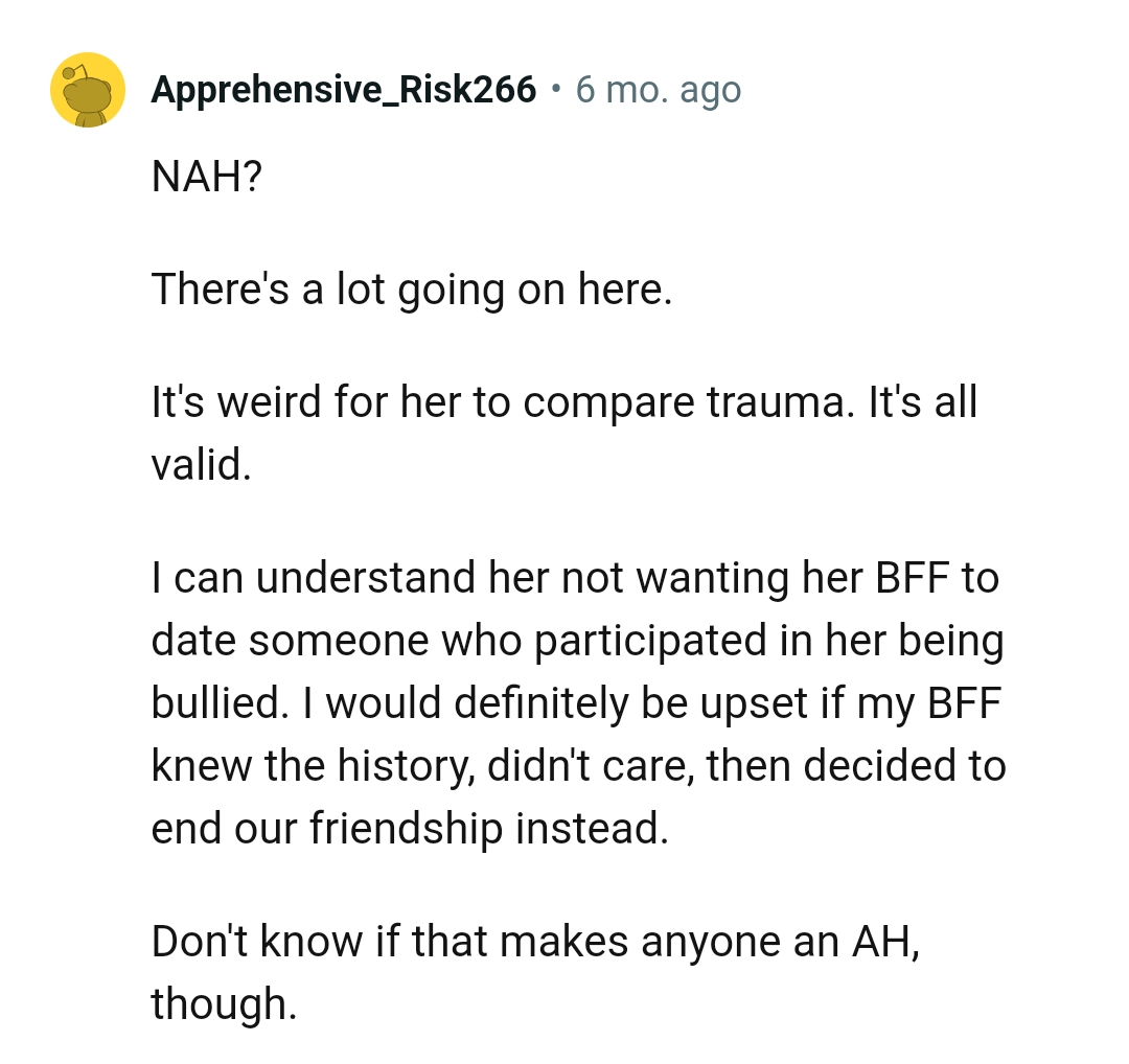 It's weird for her to compare trauma