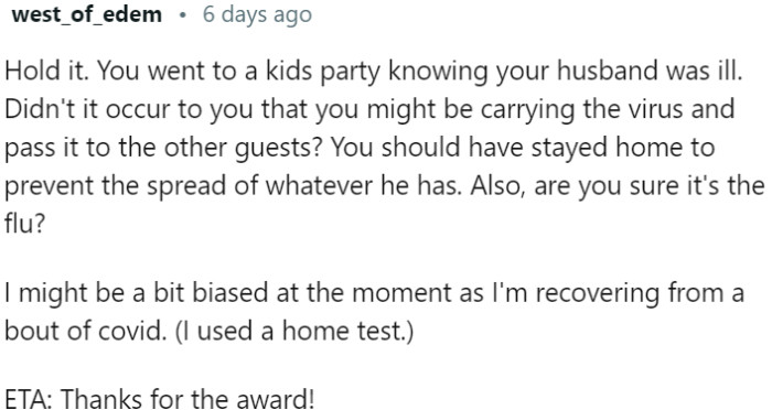 Staying home to prevent flu transmission would have been advisable