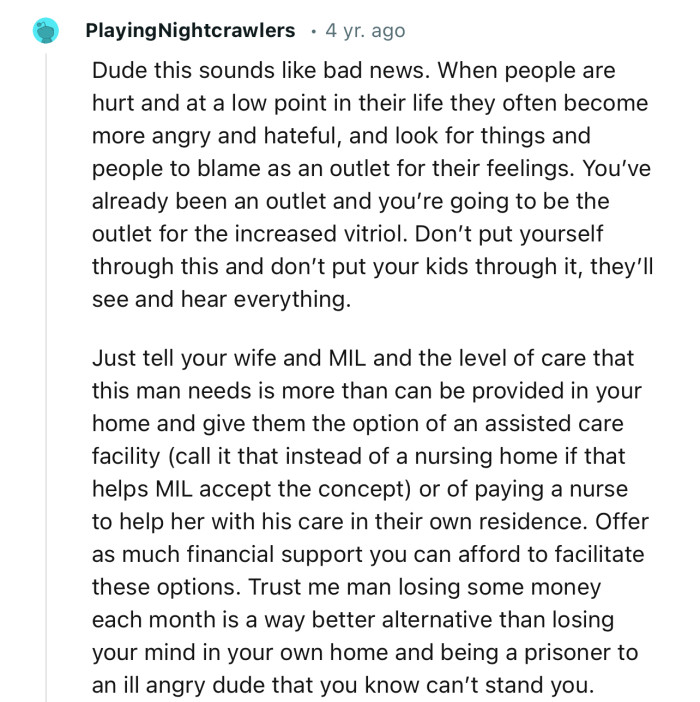 “Don’t put yourself through this and don’t put your kids through it; they’ll see and hear everything.”