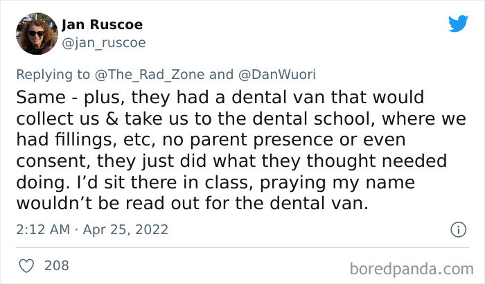 28. They had a dental van that picked up kids
