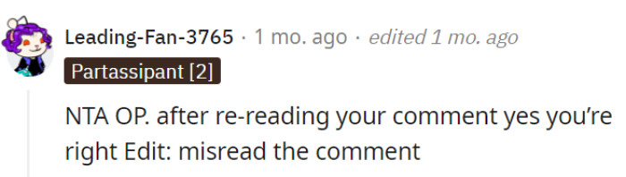 NTA all the way in the comments.