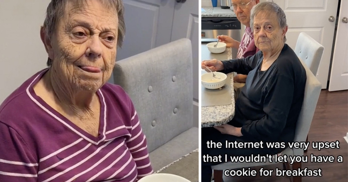 Woman With Alzheimer's Tries To Fool Her Adult Son Into Giving Her A Cookie For Breakfast In This Viral TikTok Video