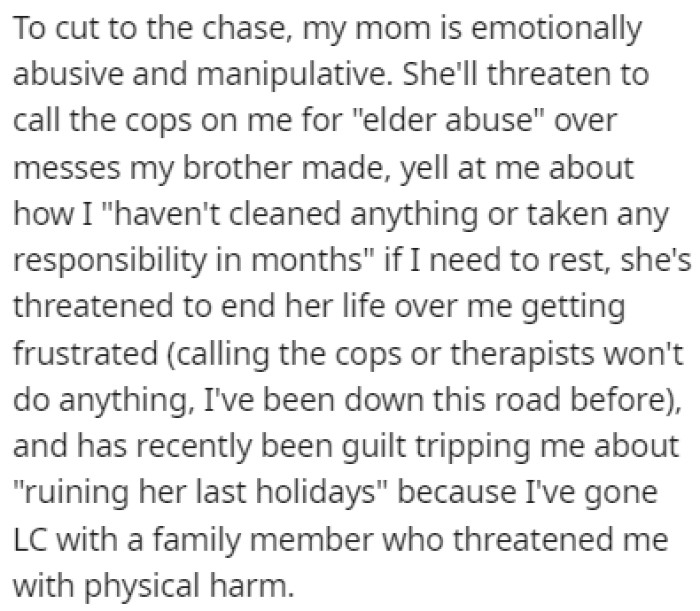 OP's Mom Is Abusive and Manipulative