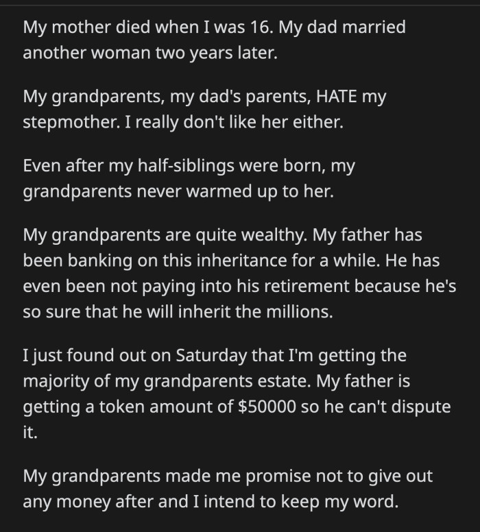 OP intends to keep that promise