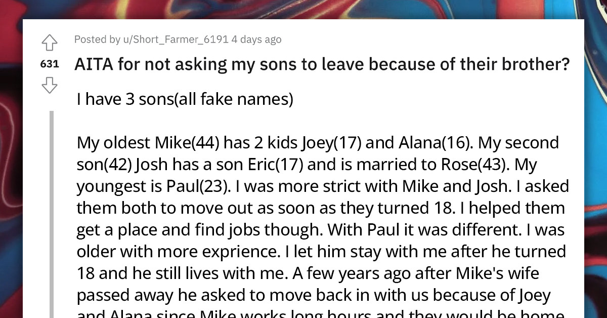 Dad Faces Backlash After Not Allowing His Oldest Son To Move Back In While His Youngest Son Still Lives With Him