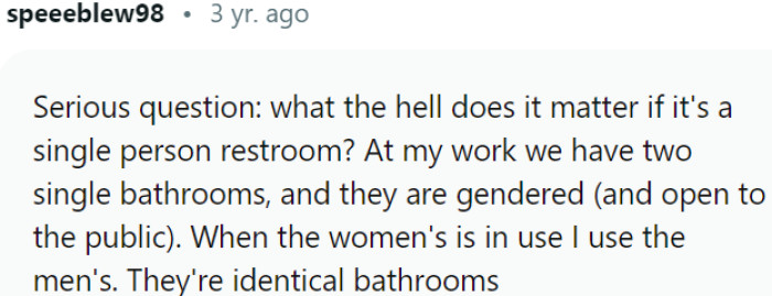 They're identical bathrooms