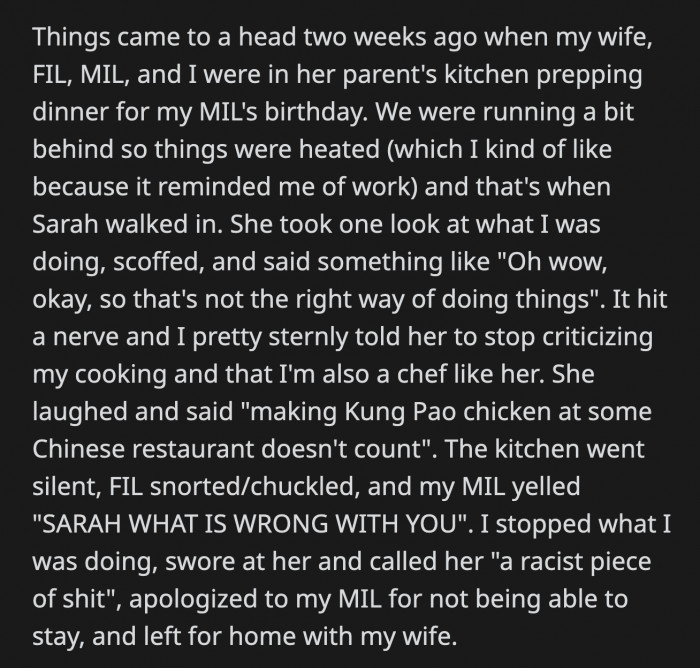 He apologized to his MIL because he couldn't stay and left their house with his wife.