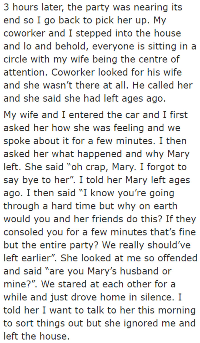 During the baby shower, the OP's wife ended up stealing the spotlight from the celebrant by sobbing about not being able to conceive.