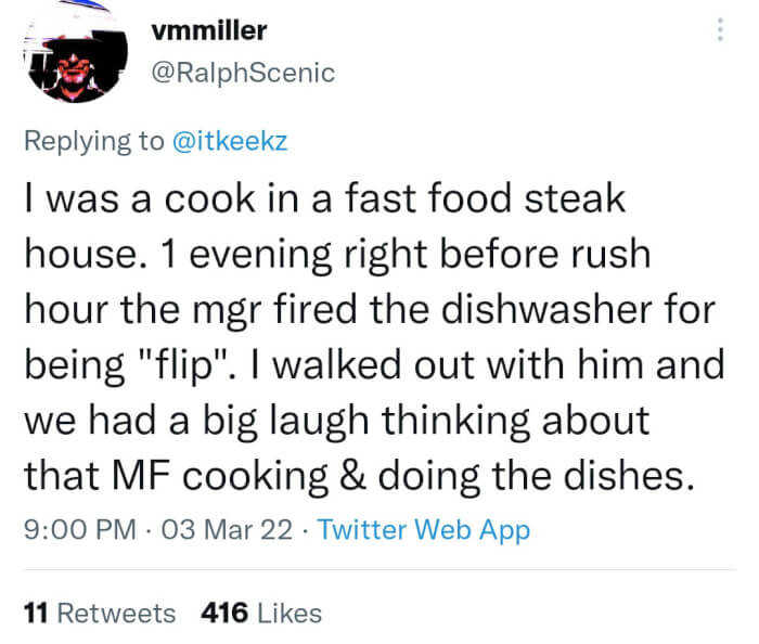 A restaurant manager decides to fire an employee before the rush hour. You can already guess what happened.