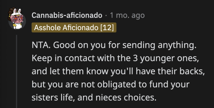 Does Maria even know what position she has put her siblings in because of her expensive choices?