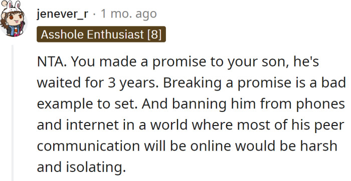 Not having a phone at his age is social isolation