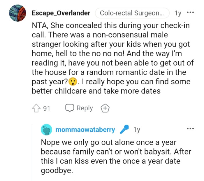 This Redditor Hopes the OP Can Find Better Childcare and Take More Dates