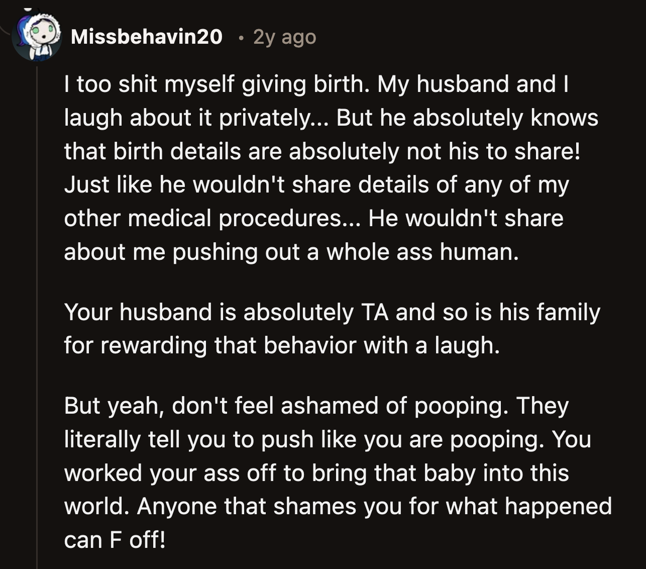 It's one thing to make it an inside joke, but to make your spouse the butt of a joke she already told you hurt her is beyond the pale.