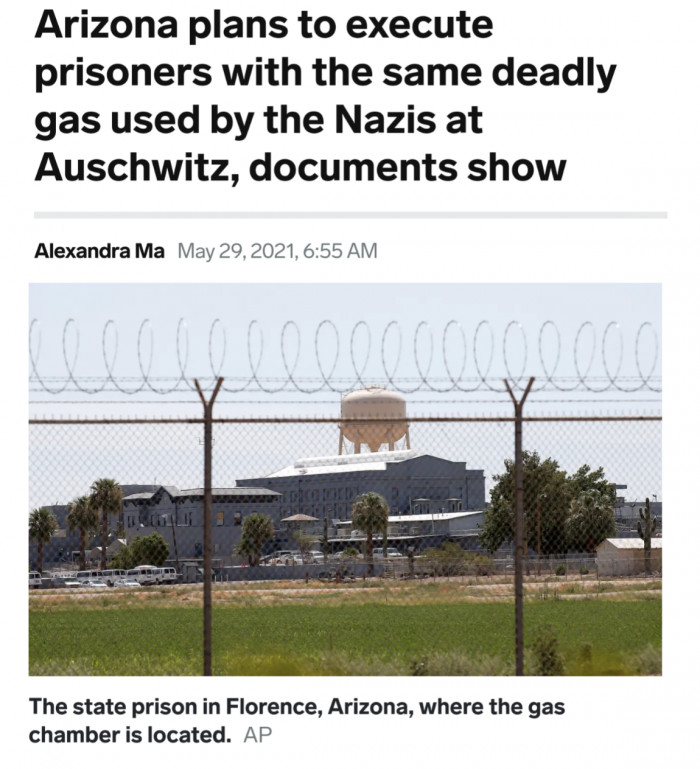 Arizona plans to execute prisoners with the same deadly gas used by the Nazis at Auschwitz, documents show