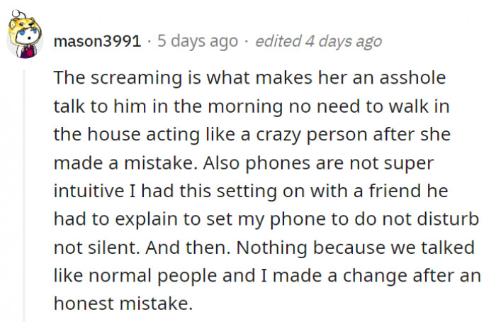 10. The part where she woke up her husband just to argue with him is what gets other people