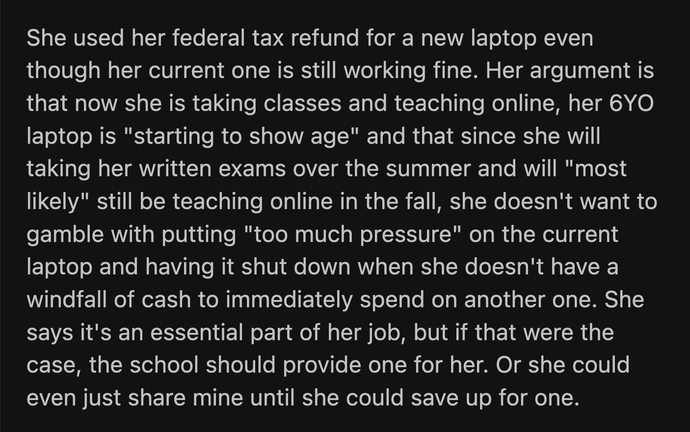 OP found the bag on the coffee table after dinner. It reminded him of her mess since she started living with him.