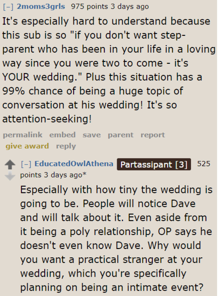 The wedding won't be a celebration of their love anymore if this guy gets invited.