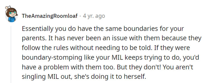 Boundaries are like road signs—some people breeze through without issue, while others keep crashing into them. MIL's picking her own path!