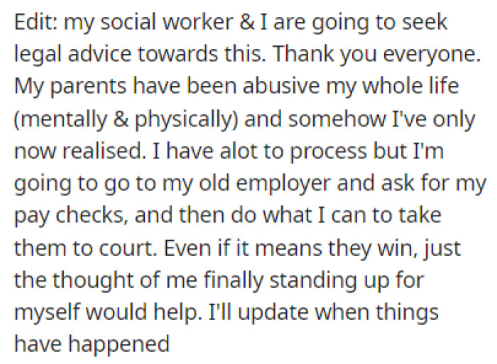 OP decided to seek legal advice in an attempt to get their money back