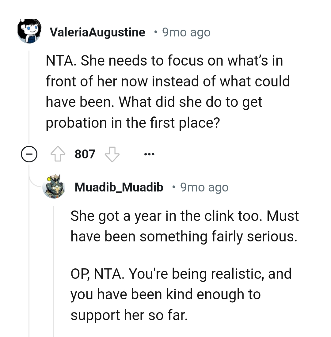 She needs to focus on what's in front of her now