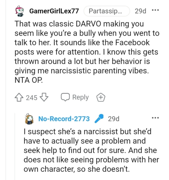 It sounds like the Facebook post was for attention