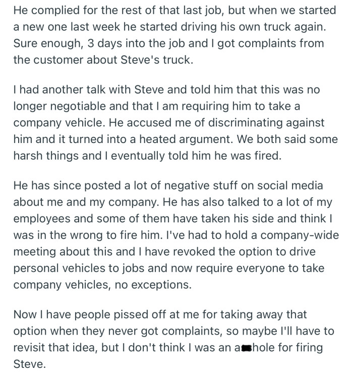 Steve backtracked, but this time, he got fired