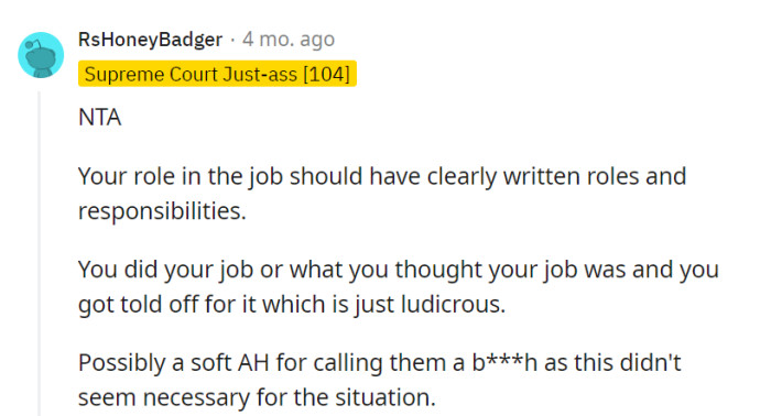 If the job had a pizza recipe, he followed it to a T. But yeah, maybe a dash less spice in the response would've been the cherry on top.