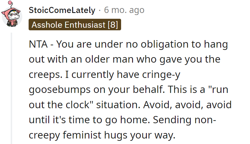 Olympic-level vibe dodging! Sprint away till it's safe.