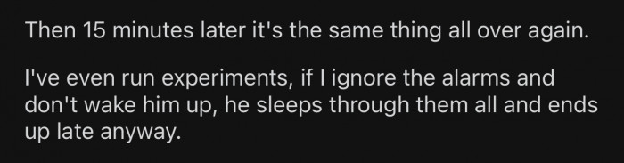 OP has to get involved; otherwise, her boyfriend doesn't wake up.