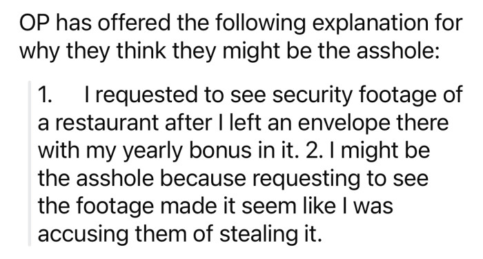 OP feels she might be the a-hole for the following reason: