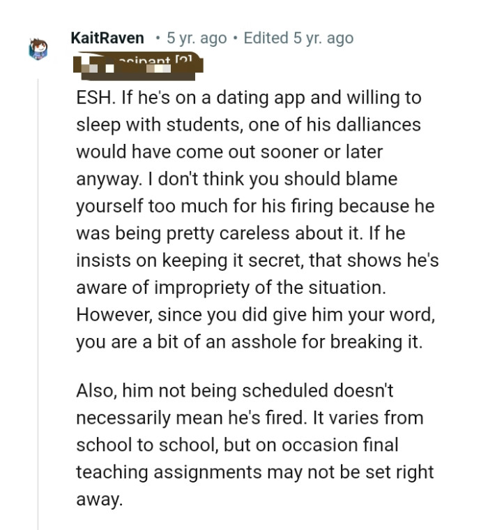 The OP is the AH for breaking her promise