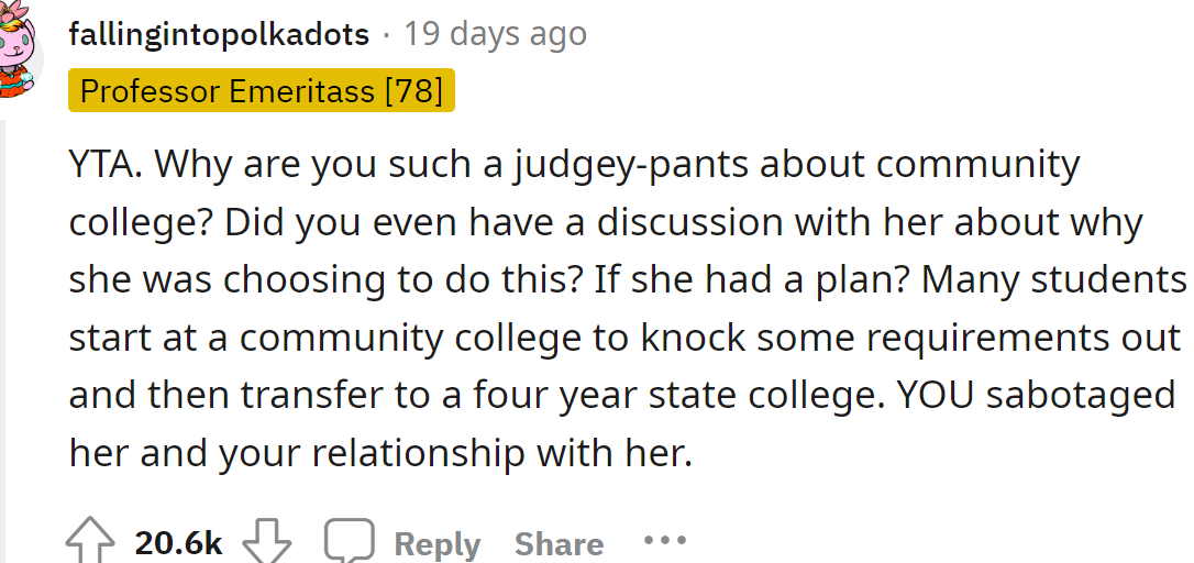 The OP sabotaged her