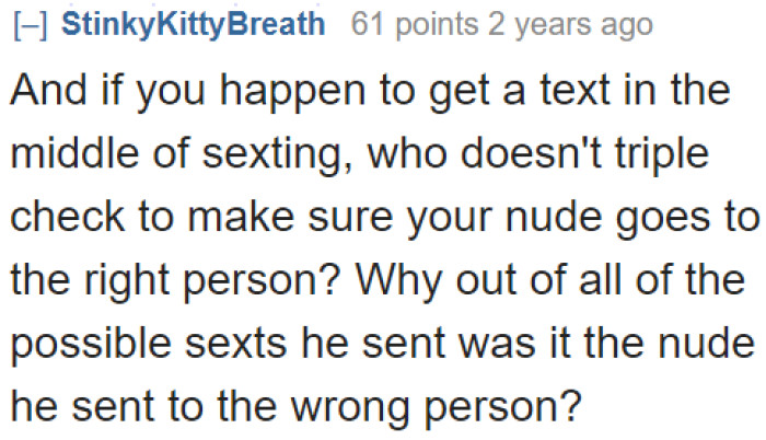When it comes to s*xting, people need to triple-check whether they're sending it to the right person.