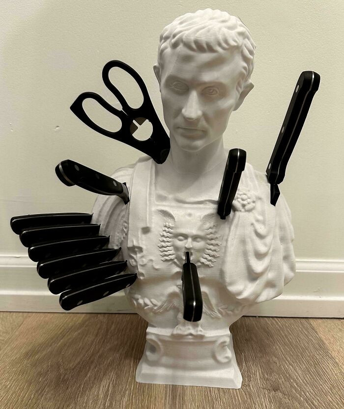 "In Response To The Caesar Pen Holder, I Present My Kitchen Knife Block!"