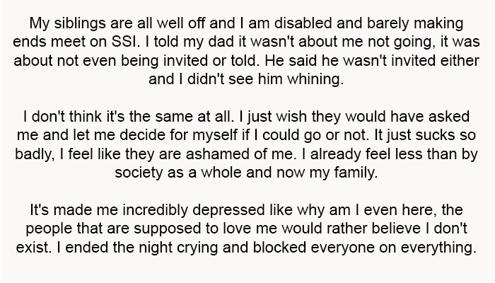 My Siblings Are All Well-Off, and I Am Disabled and Barely Making Ends Meet
