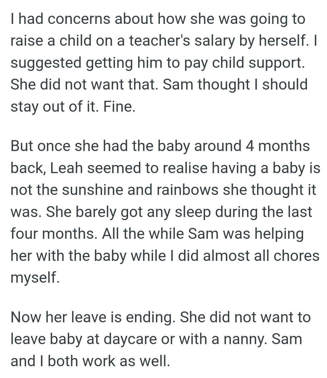 OP's stepdaughter barely got any sleep during the last four months