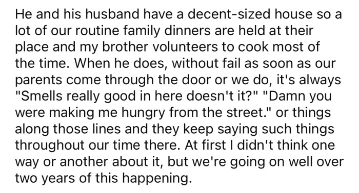 The Redditor says her parents always over-compliment her brother.