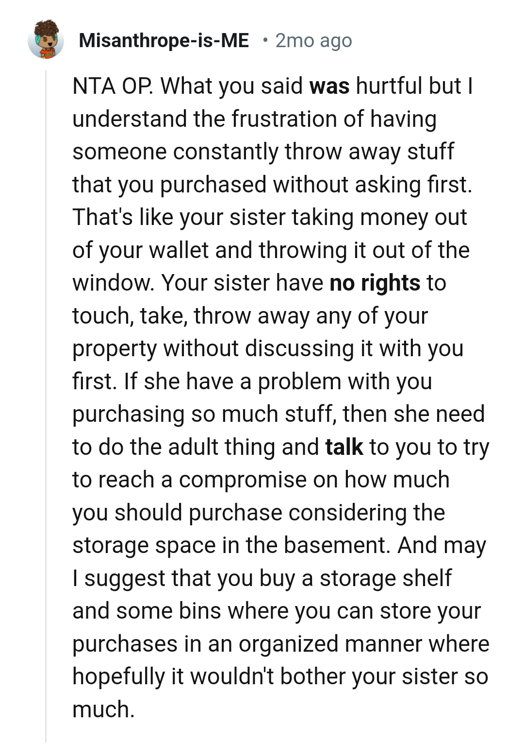 She has no right whatsoever