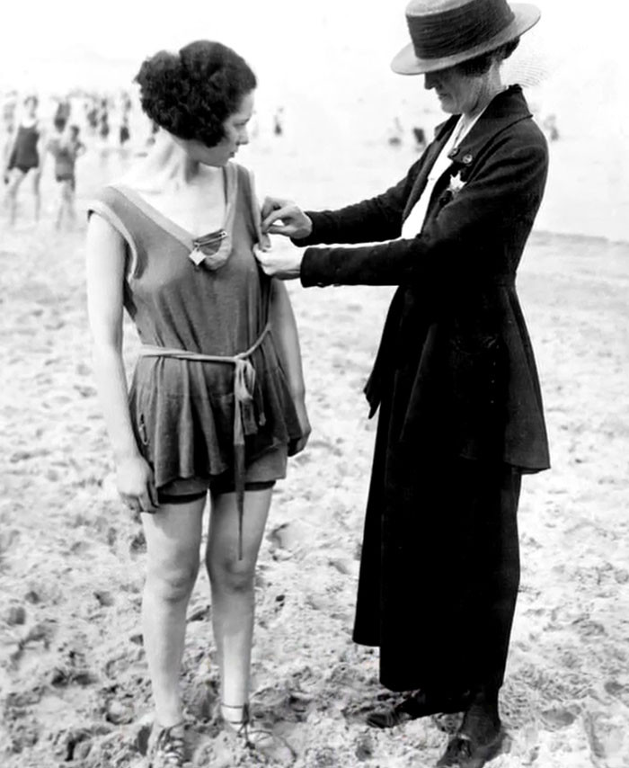 Female Police Officer Inspecting A Woman's Bathing Suit, 1920s