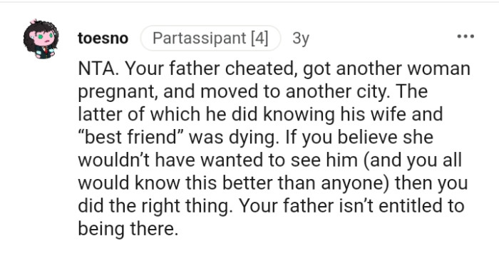 OP's father is not entitled to being there