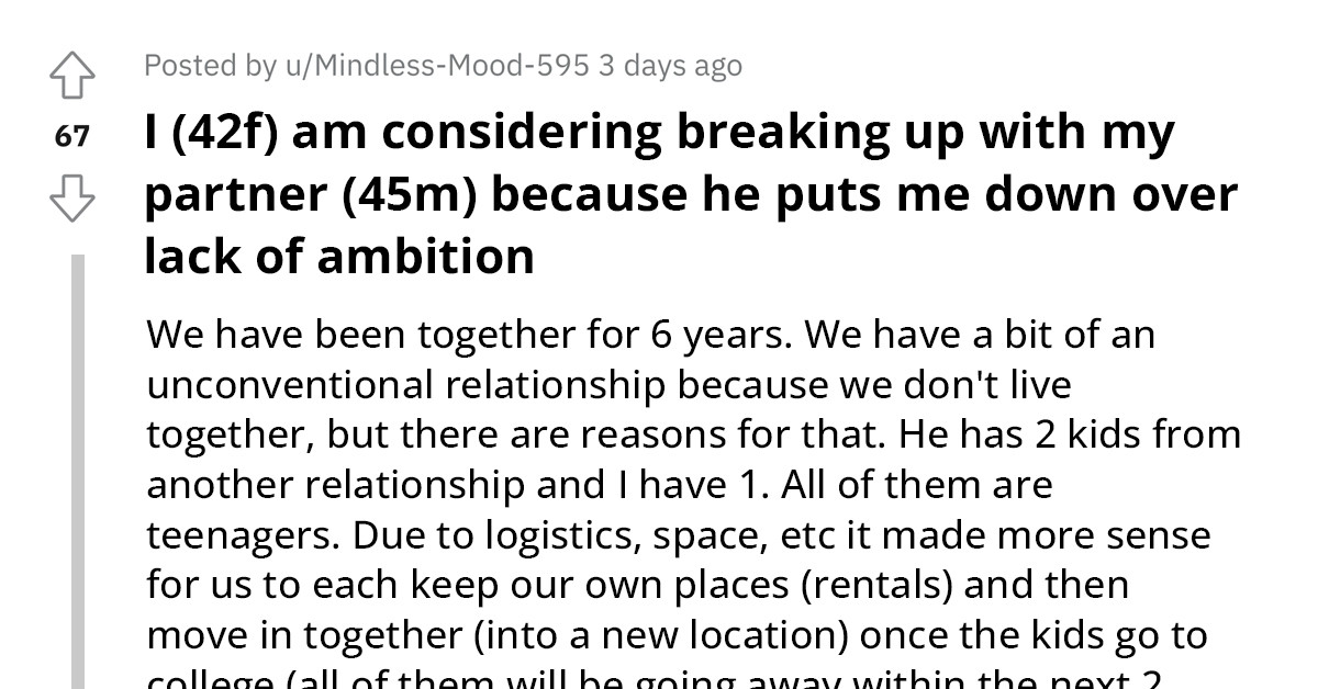 Woman Is Considering Leaving Her Partner Because He Keeps Calling Her A Failure