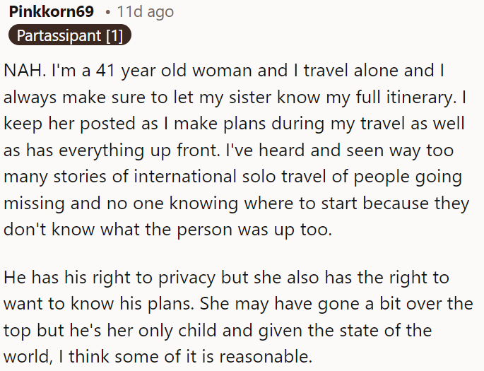 This person gave us another perspective to consider. Better safe than sorry in some situations, I guess.