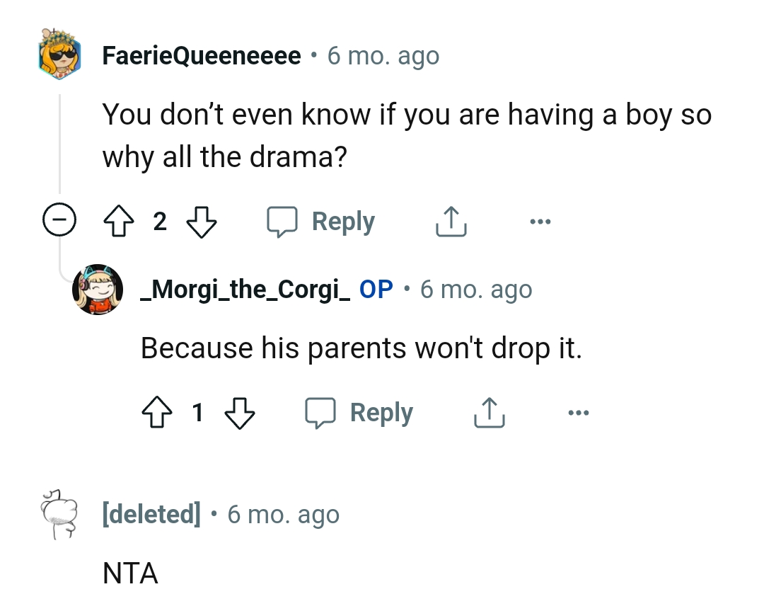 The partner's parents won't drop it